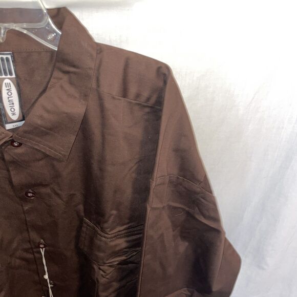 Evolution Men’s Thick Work Shirt Size 5XL Brown Workwear Rugged Comfort NWT - Picture 4 of 12